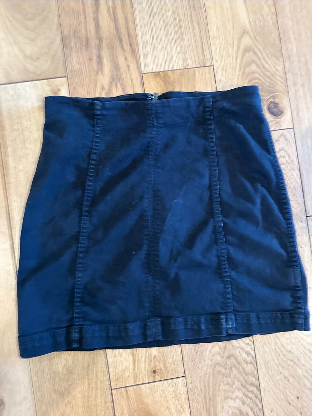 Free People black denim mini skirt